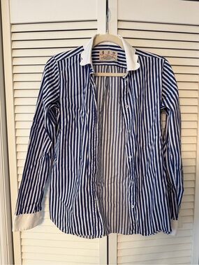 Kiel James Patrick Blue and White Striped Button-Down Shirt